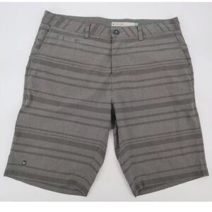 Linksoul Mens sz 34 Boardwalker Hybrid Green Striped Golf Casual Shorts